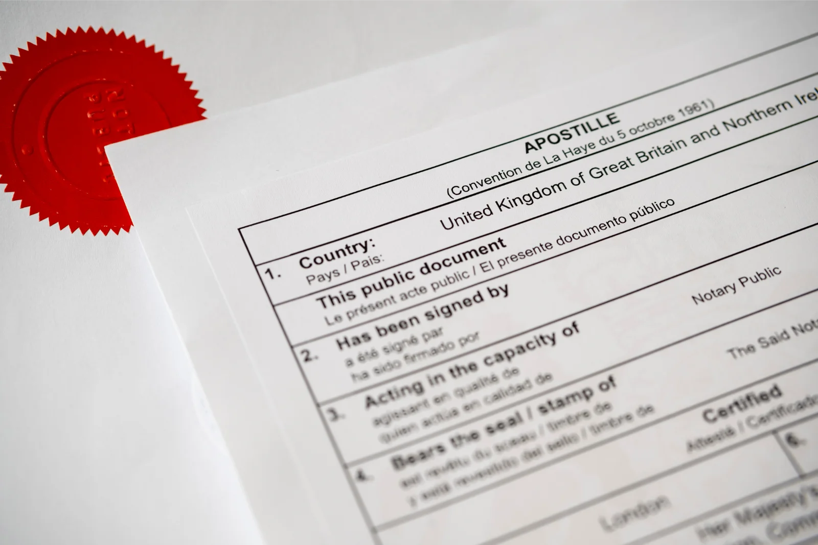 A close up of an apostille to represent the question: 'what is an apostille?'